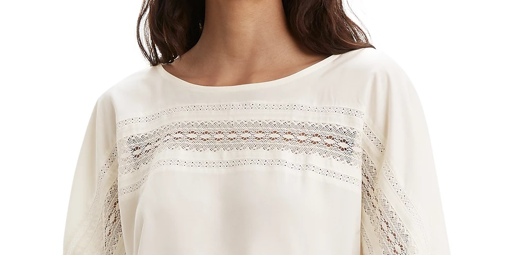 Levi's Women's Noe Lace Contrast T-Shirt White Size XX-Large
