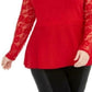 INC International Concepts Women's Plus Size Lace Peplum Sweater Red Size 2X