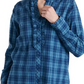 Lucky Brand Women's Audrey Ruffle Plaid Tunic Shirt Blue Size Small