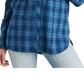 Lucky Brand Women's Audrey Ruffle Plaid Tunic Shirt Blue Size Small
