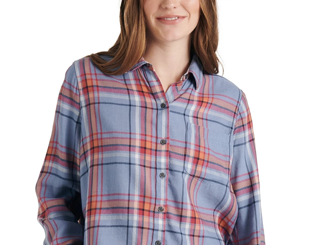 Lucky Brand Women's Plaid Shirt Orange Size Medium