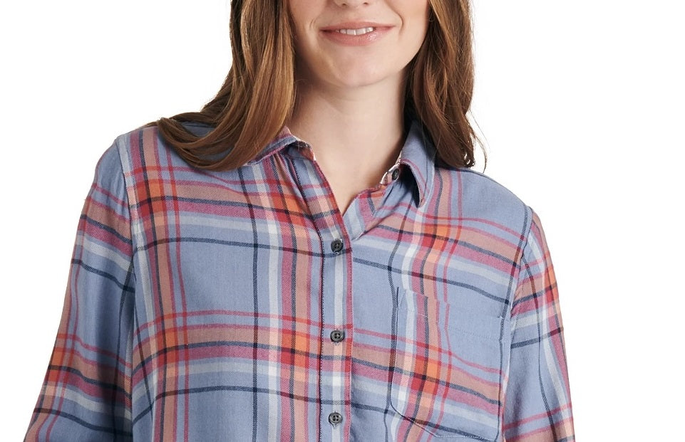 Lucky Brand Women's Plaid Shirt Orange Size X-Small
