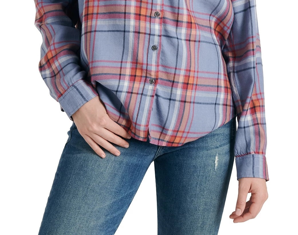 Lucky Brand Women's Plaid Shirt Orange Size X-Small