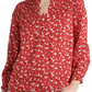 Lucky Brand Women's Gemma Smocked Yoke Blouse Red Size X-Small