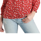 Lucky Brand Women's Gemma Smocked Yoke Blouse Red Size X-Small