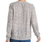 Lucky Brand Women's Cotton Animal-Print Peasant Top White Size Extra Large