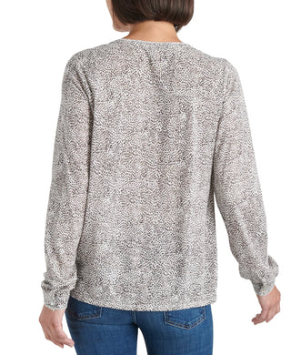 Lucky Brand Women's Cotton Animal-Print Peasant Top White Size Extra Large