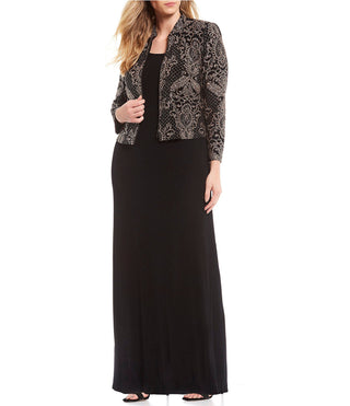 Alex Evenings Women's Column Gown & Jacket Brown Size 14