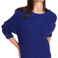 1.STATE Women's Mock Neck Terry Yarn Sweater Navy Sea Blue