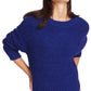 1.STATE Women's Mock Neck Terry Yarn Sweater Navy Sea Blue Size X-Large