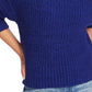 1.STATE Women's Mock Neck Terry Yarn Sweater Navy Sea Blue