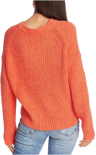 1.STATE Women's Mock Neck Terry Yarn Sweater Papaya Med Orange