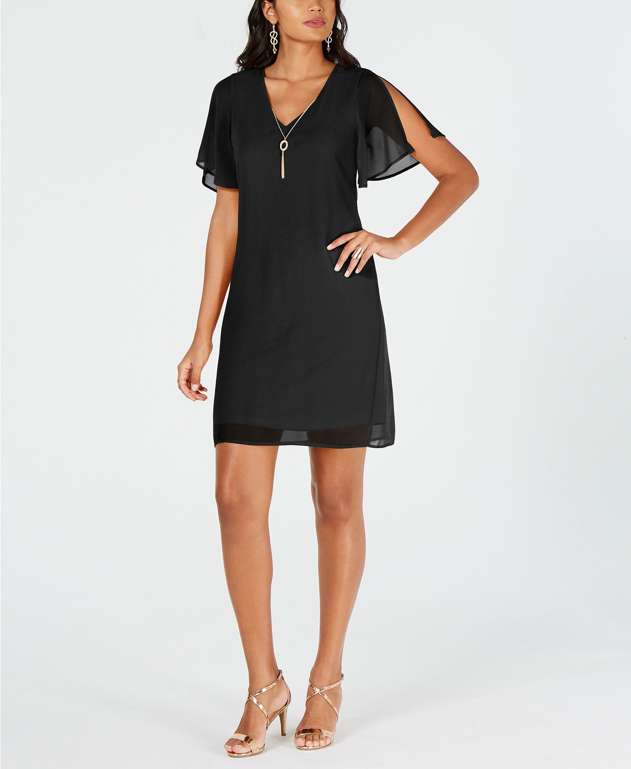 Thalia Sodi Women's Necklace Shift Dress Black Size Medium