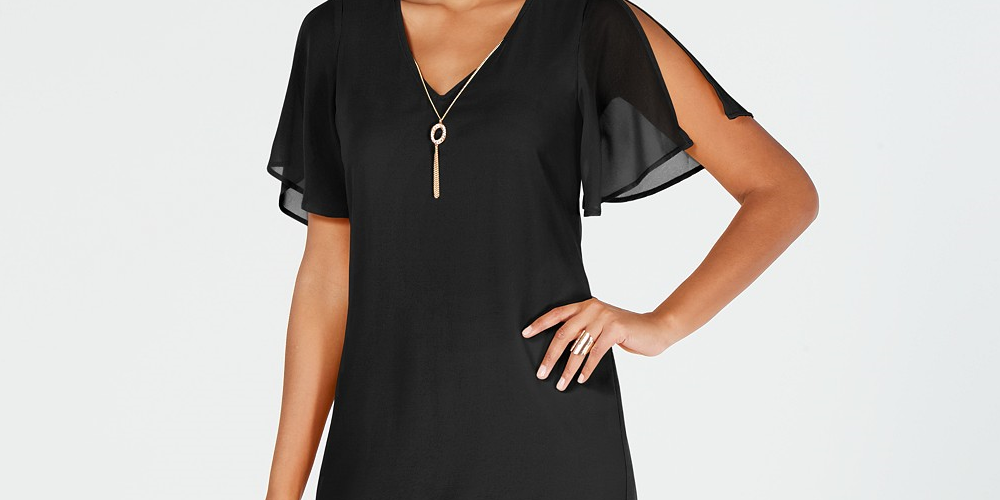Thalia Sodi Women's Necklace Shift Dress Black Size Medium