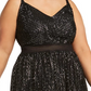City Studios Women's Trendy Plus Size Juniors' Metallic Fit & Flare Dress Silver Size 20W