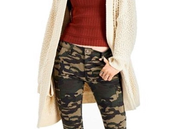 Say What? Juniors' Open-Front Textured Cardigan Dark Beige Size Large