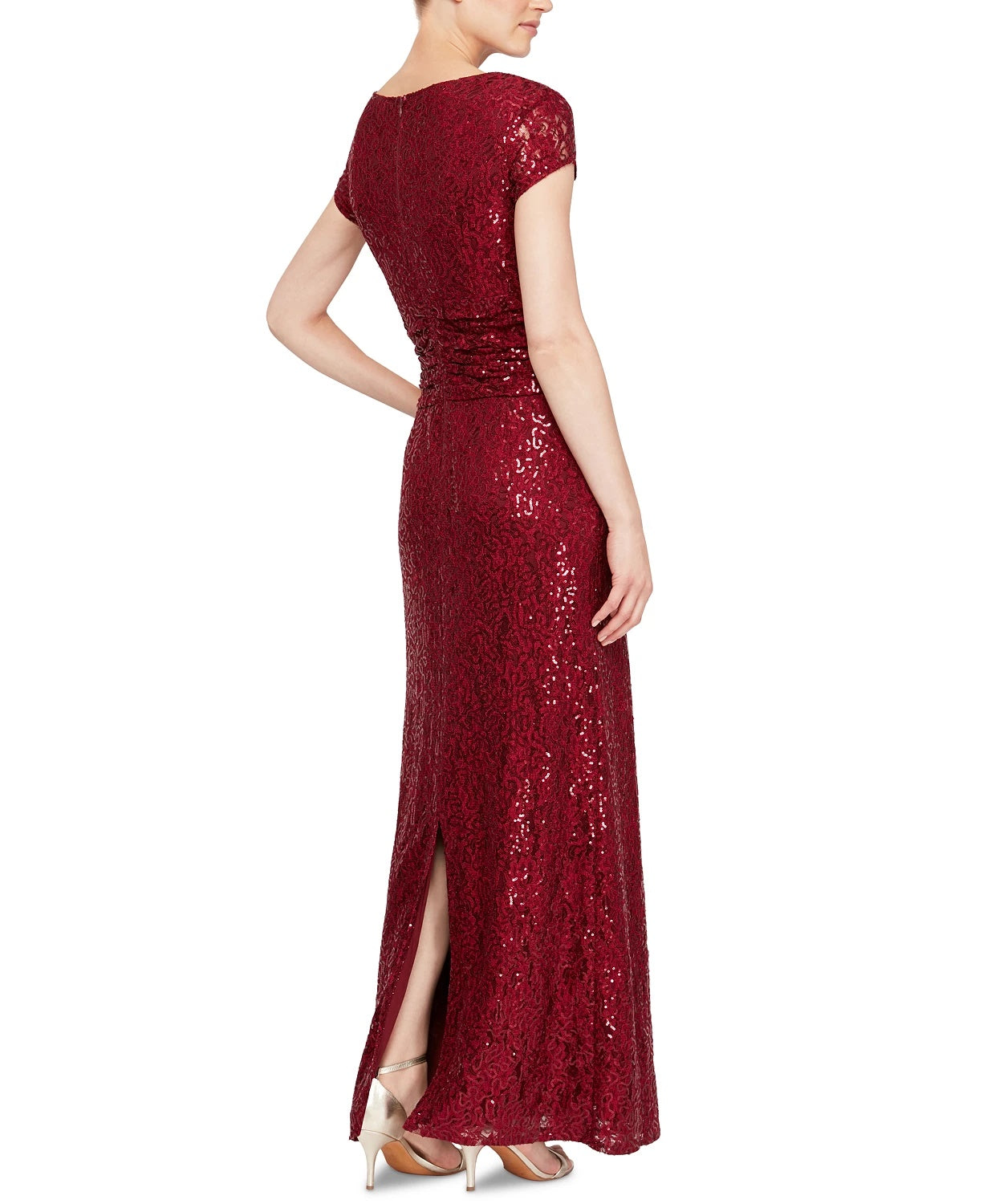 SL Women's Fashions Sequined Lace Gown Red Size 10