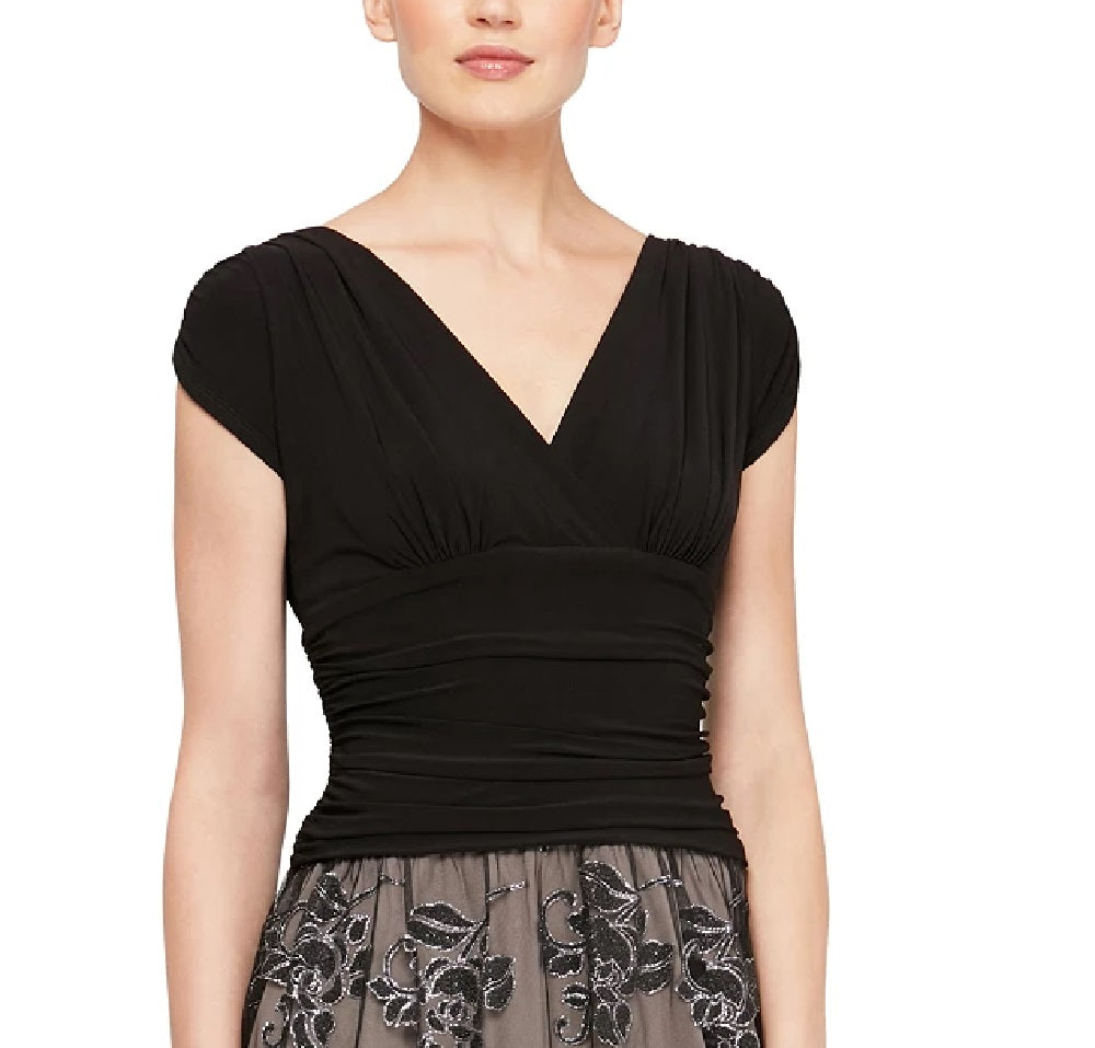 SL Fashions Women's Embellished Floral Print A Line Dress Charcoal Size 14