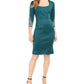 SL Fashions Women's  Embellished Scuba Sheath Dress Green Size 16