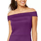 Thalia Sodi Women's Mesh-Trim Off-The-Shoulder Dress Purple Size Large