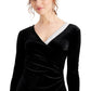 MSK Women's Velvet Embellished Faux Wrap Dress Black Size X-Large