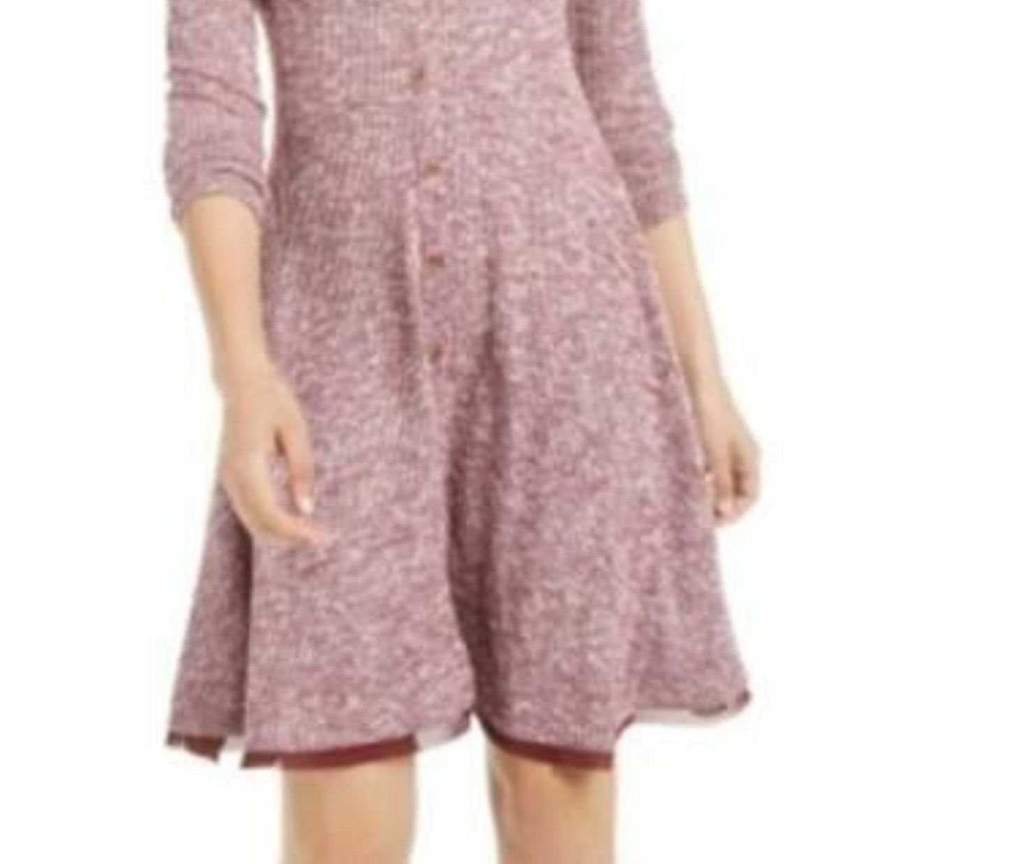 American Rag Juniors'' Marled Rib-Knit Fit & Flare Dress Dark Red Size Extra Small