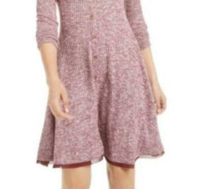 American Rag Juniors'' Marled Rib-Knit Fit & Flare Dress Dark Red Size Extra Small