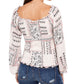 American Rag Juniors'' Printed Smocked Poet-Sleeved Blouse Pink Size X-Large