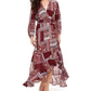 American Rag Junior's Printed Surplice Maxi Dress Dark Red Size X-Small