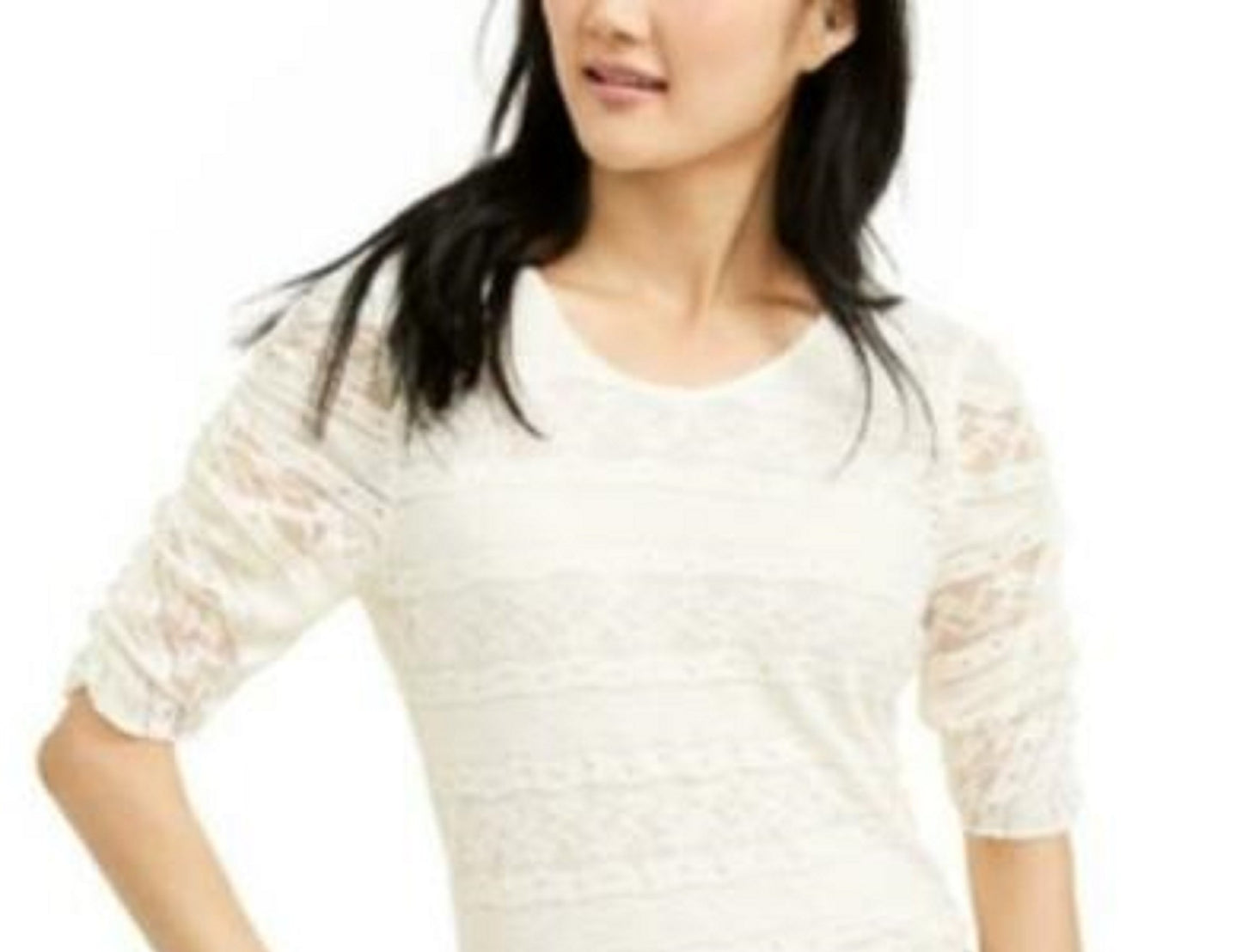 American Rag Juniors' Tie-Back Lace Blouse White Size Small