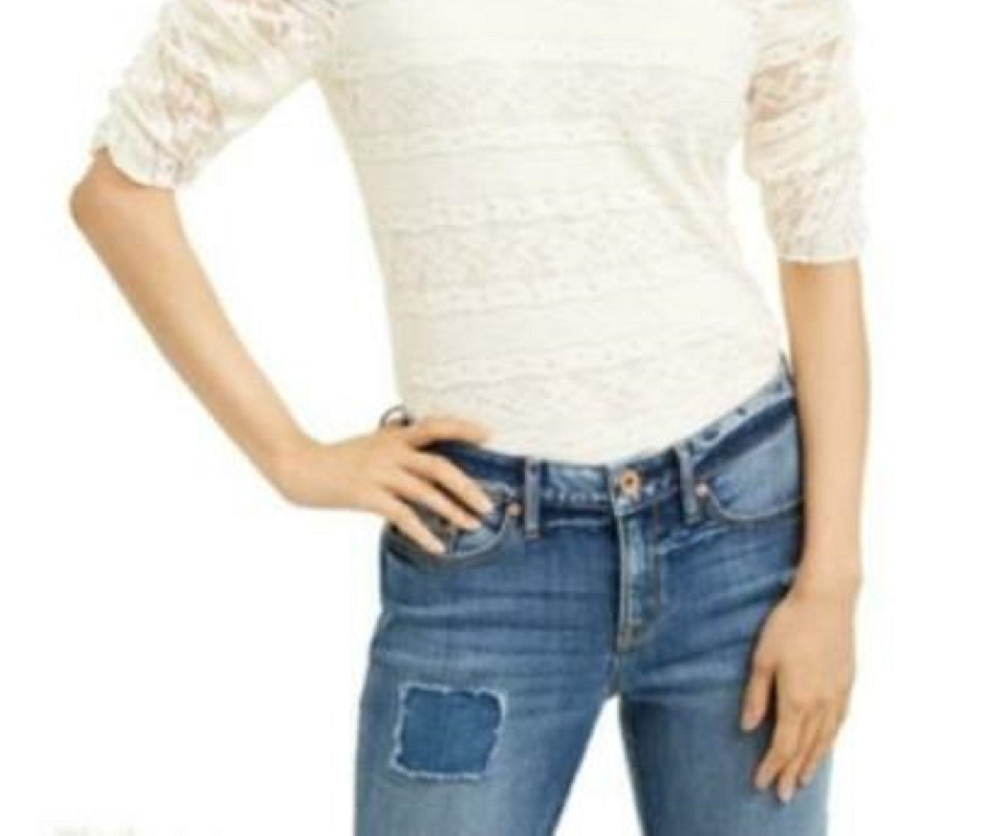 American Rag Juniors' Tie-Back Lace Blouse White Size Small