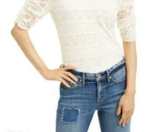 American Rag Juniors' Tie-Back Lace Blouse White Size Small