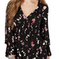 American Rag Junior's Ruffled Neck Tie Sleeve Top Black Size Small