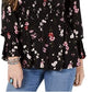 American Rag Junior's Ruffled Neck Tie Sleeve Top Black Size Small
