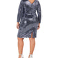 Betsy & Adam Women's Sequin Wrap Dress Navy Size 16W