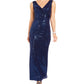 Betsy & Adam Women's Sequin Gown Navy Size 10 Petite