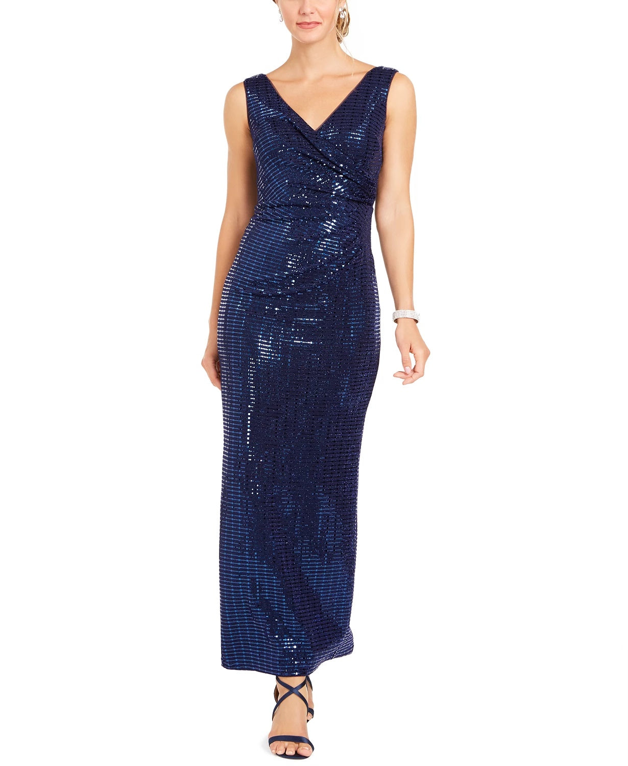 Betsy & Adam Women's Sequin Gown Navy Size 10 Petite