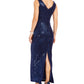 Betsy & Adam Women's Sequin Gown Navy Size 10 Petite