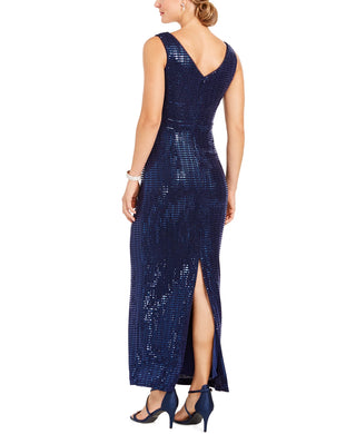 Betsy & Adam Women's Sequin Gown Navy Size 10 Petite