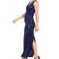 Betsy & Adam Women's Sequin Gown Navy Size 10 Petite