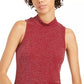 Planet Gold Juniors' Lurex Mock Neck Top Red Size Extra Large