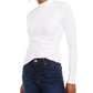 Planet Gold Juniors' Long-Sleeve Mock-Neck Top White Size Large