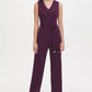 Tommy Hilfiger Women's Belted V Neck Jumpsuit Purple Size 12