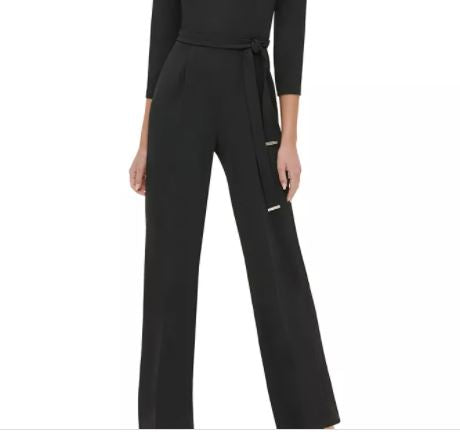 Tommy Hilfiger Women's Grommet Neck Jumpsuit Black Size 8