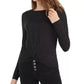 Planet Gold Junior's Twist Front Sparkly Ribbed Top Black Size Medium