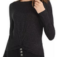Planet Gold Junior's Twist Front Sparkly Ribbed Top Black Size Medium