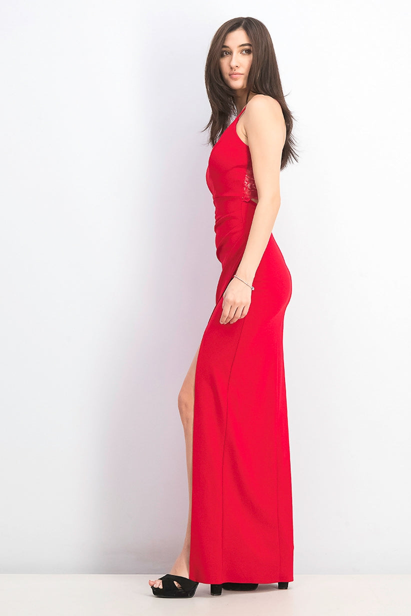 Emerald Sundae Juniors' Lace Back Dress Red Size Small