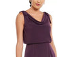 Adrianna Papell Women's Blouson Cowlneck Gown Dark Purple Size 8