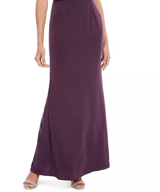 Adrianna Papell Women's Blouson Cowlneck Gown Dark Purple Size 8