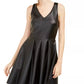 Rosie Harlow Juniors' Faux-Leather Fit & Flare Dress Black Size Small